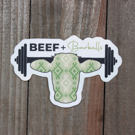 Green Aztec Beef & Barbells Sticker